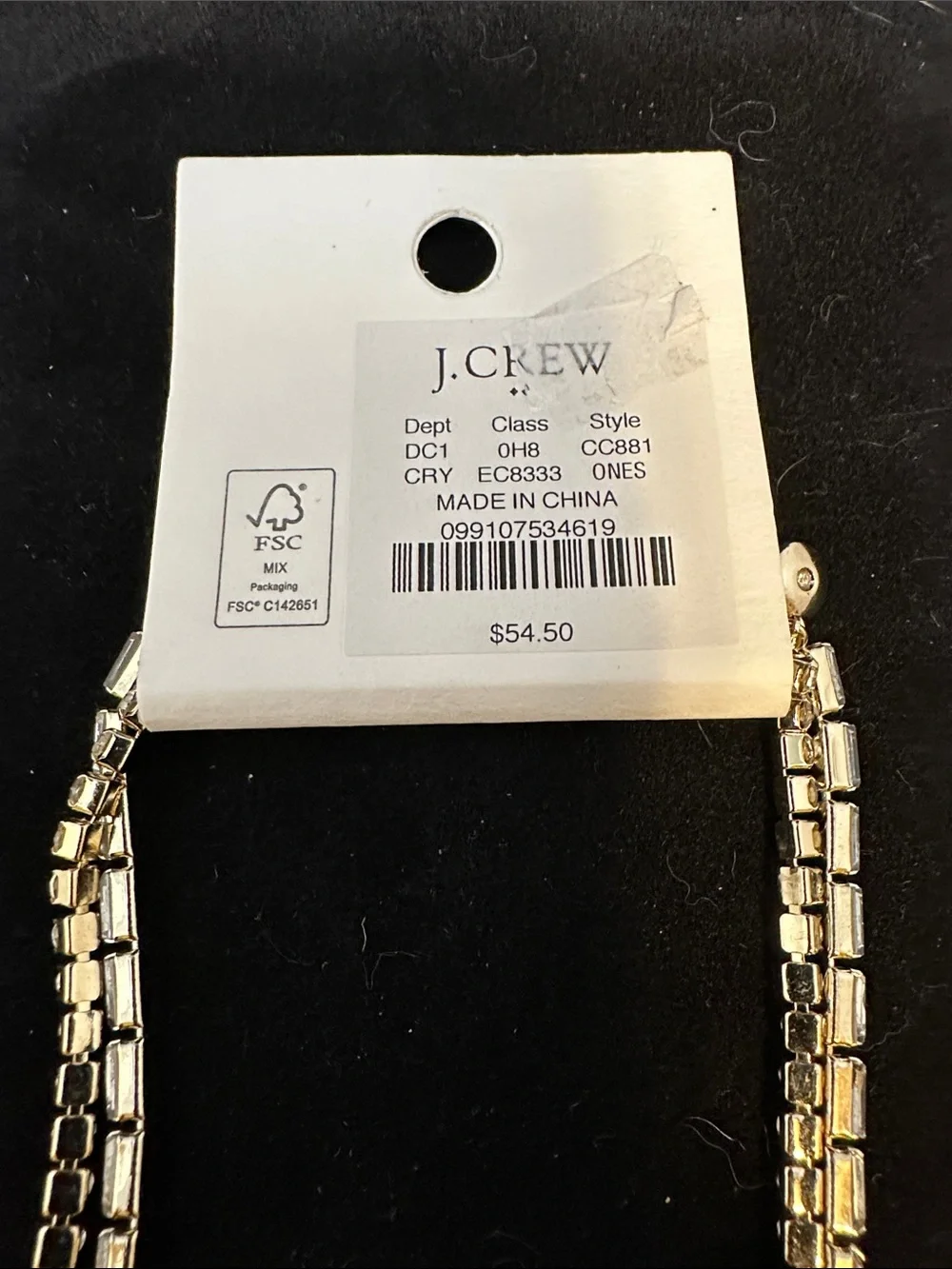 J. Crew Factory Gold Double Strand Crystal Tennis Necklace